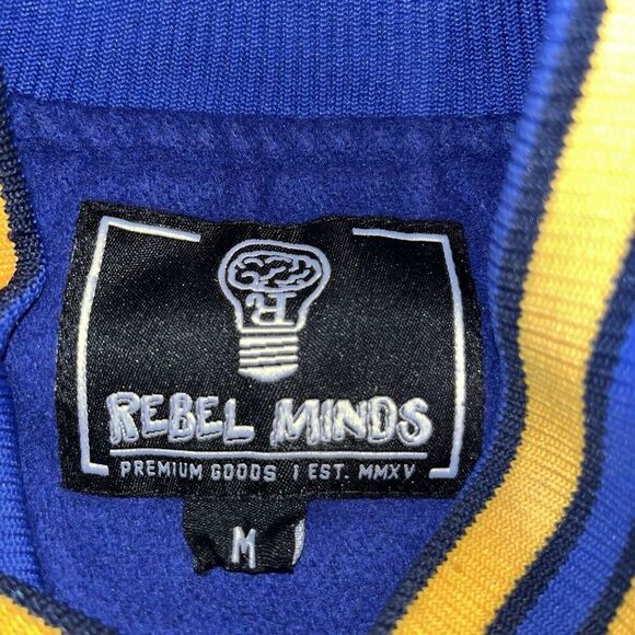 Rebel Minds (M) Velocity Varsity Jacket Blue Leather Embroidered Cobra See Desc - Picture 13 of 16